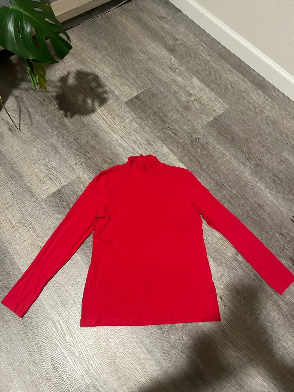Chico's Bright Red Long-Sleeve Mock Neck Top
